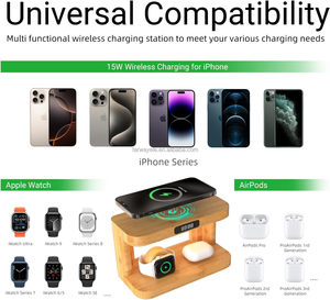 <span class=keywords><strong>5</strong></span>-<span class=keywords><strong>in</strong></span>-<span class=keywords><strong>1</strong></span> tre gỗ Magnetic Trạm Sạc không dây với ánh sáng ban đêm và đồng hồ - Product Image 6