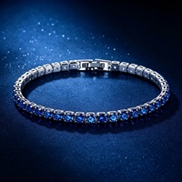 Bracelet en fer et zircon bleu lac, entièrement pavé, best-seller transfrontalier – Subtilement luxueux, style coréen distinctif, parfait pour femme