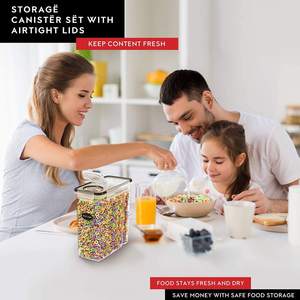 Ensemble de 6 récipients hermétiques Rio en PP sans BPA pour céréales [4L/135,2 Oz] avec <span class=keywords><strong>bec</strong></span> verseur <span class=keywords><strong>empilable</strong></span> et tasse doseuse – Stockage sûr pour le garde-manger de cuisine - Product Image 5