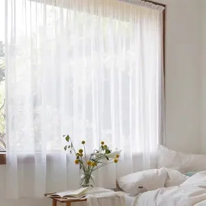 Готовые шторы в наличии, прозрачные шторы из вуали для домашнего декора, в Корейском стиле, супер качество, для гостиной, полузатемняющие белые прозрачные шторы, ткань