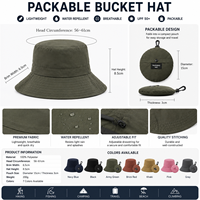 Chapeau Bob Unisexe Pliable et Imperméable pour l'Extérieur, Séchage Rapide, Protection Solaire, Idéal pour le Camping (Vente en Gros)