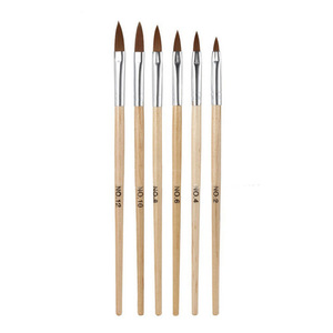 Pinceau à ongles en nylon avec manche en bois, virole sertie, pour sculpture de cristaux et peinture au gel UV, pour manucure - Product Image 5