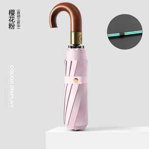 Paraguas de negocios totalmente automático con mango curvo de madera de 10 huesos, cierre de apertura con un clic para días soleados y lluviosos, personalizable L - Product Image 6