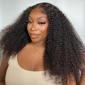 Peluca rizada sin costuras con parte en V, pelucas rizadas sin pegamento, cabello brasileño virgen, cutícula alineada, compra a granel, pelucas de cabello humano para mujeres negras - Product Image 2