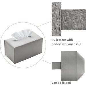 Boîte à mouchoirs en cuir PU, support rectangulaire avec ceinture de fixation inférieure – Organisateur décoratif moderne, imperméable et durable, portable - Product Image 4