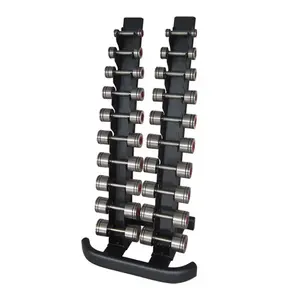 Gym equipment convenient dumbbell sets easy storage saving space sturdy 10 pairs vertical standing dumbbell rack