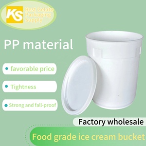 Chất lượng cao tùy chỉnh màu trắng sang trọng thân thiện với môi nhựa gallon PP BPA-free cấp thực phẩm Gelato Kem bồn với nắp biểu tượng tùy chỉnh - Product Image 5