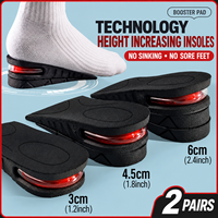 Semelles rehausseuses de hauteur 2 paires 3-9 cm, coussinets de talon amovibles à coussin d'air absorbant les chocs pour hommes et femmes