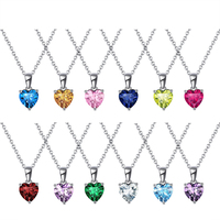 RINNTIN SN118 coloré CZ pierre de naissance collier rond 925 en argent Sterling chaîne collier naissance pierre Zircon pendentif pour les femmes