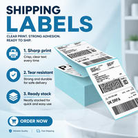 Label Pengiriman Termal Langsung 4x6 Inci 500 PCS, Kertas Label Pengiriman Barcode Kustom, Kompatibel dengan Kebanyakan Printer Termal