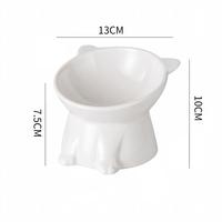Gamelle en céramique inclinée pour chat, surélevée, avec angle de 15 degrés pour protéger le cou, design oreilles de chat