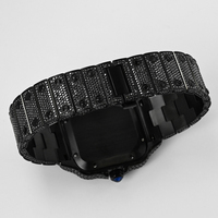 Orologio da Polso Meccanico Automatico Personalizzato OEM per Uomo, Completamente Tempestato di Moissanite VVS Nera, Stile Hip Hop, Ideale per Regalo o Vendita all'Ingrosso