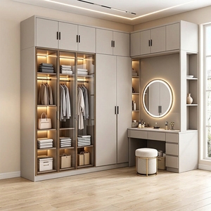 <span class=keywords><strong>Armadio</strong></span> in Alluminio con Ante in Vetro, Design Contemporaneo, 8 Ripiani, Arredamento Durevole per Camera da Letto, Hotel, Scuola, Appartamento - Product Image 4
