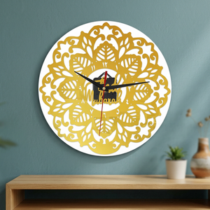 Horloge murale Eid Mubarak, design bohème rond, horloge analogique silencieuse à quartz pour la décoration du salon - Product Image 3