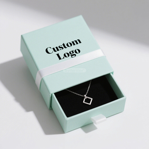 Luxury <b>Large</b> Necklace Jewelry Packaging <b>Box</b> Custom Logo Biodegradable Handmade Drawer <b>Box</b> With Velvet Foam Insert Premium <b>Gift</b> - Product Image 2