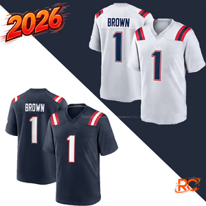Grosir Pakaian Pria New England # 1Brown # 10 Derek Maye # 12 Brady Stitched American Football Game Limited Jersey Kualitas Terbaik - Product Image 1