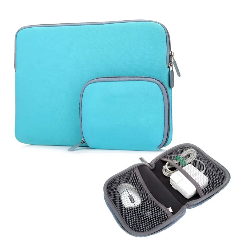 High Quality Waterproof Neoprene Laptop Sleeve 11.6"inch 13.3"inch 15.6" inch with Mouse Charge Cable Bag for Macbook