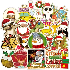 52Pcs Weihnachten Aufkleber Decals vinyl aufkleber wasserdicht wasserdichte pvc aufkleber für Weihnachten Dekoration Urlaub Feier