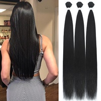 Extensiones de Cabello Sintético Liso de Alta Temperatura para Tejidos y Pelucas, Estilo Europeo, Americano y Africano