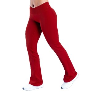 Pantalon évasé taille haute sans couture, coupe droite, pour le fitness, effet <span class=keywords><strong>mat</strong></span>, pour le marché international - Product Image 5
