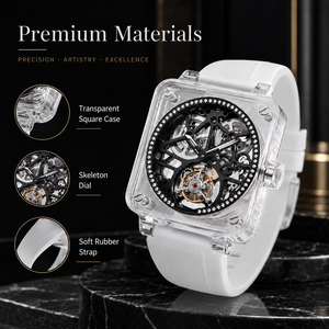 Luxury Square Tourbillon <strong>Automatic</strong> Mechanical <strong>Watches</strong> for Men Luminous Skeleton Rubber Sport Wristwatch Clock - Product Image 5