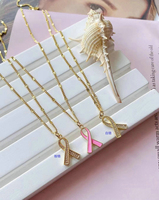 Sensibilisation au cancer du sein ruban rose colliers pendentif bijoux soutien pour toutes les personnes souffrant d'un cancer du sein