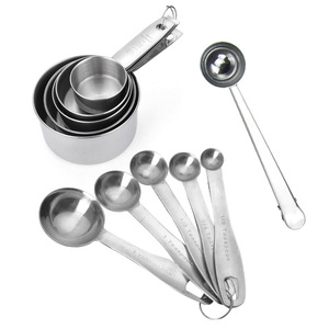 Juego de tazas y cucharas medidoras de acero inoxidable hechas a medida (5 piezas), incluyendo pinzas para leche en polvo, pinzas para café y utensilios de repostería. - Product Image 5