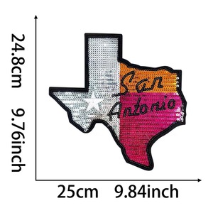 Grands patchs 3D en chenille à sequins, thermocollants, en feutre non-tissé, avec logo des équipes Texas State, Houston Texans, San Antonio Spurs, Longhorns, pour veste - Product Image 5