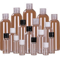 Bouteille en plastique PET transparente avec bouchon à clapet pour parfum et shampoing, disponible en plusieurs tailles : 30ml, 50ml, 100ml, 120ml, 200ml, 250ml, 300ml, 500ml