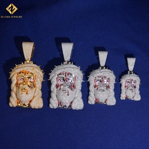 Colgante ZUANFA con Diseño Vintage de Rostro de Jesús, Plata 925 con Baño de Rodio, Moissanita, Estilo Religioso, Hip Hop - Product Image 4
