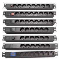 PDU Schuko de 8 Tomas, 1U, para Montaje en Rack, de Aleación de Aluminio, con Interruptor, para Gabinetes de Red, Equipo de Distribución de Energía