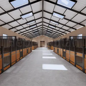High Density Fronts Stables Panel Prefabricated Horse Stall Systems Steel Structure Internal Stables 4 horse stable