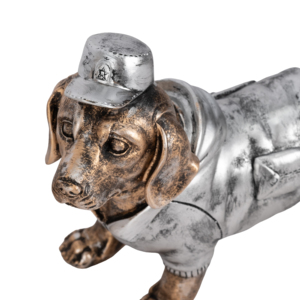 Set di 3 statue decorative in resina di cani per decorazioni per la casa, l'ufficio e il bagno, figurine scultoree con occhiali da sole, cuffie e cappello. - Product Image 5
