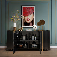 Meuble de rangement d'entrée en bois massif de style shaker moderne français, luxe léger, villa, buffet décoratif, finition verte