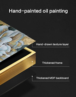 Peinture murale 100 % peinte à la main, paysage marin abstrait 3D bleu, vagues océaniques faites à la main, texture épaisse au couteau, peinture à l'huile sur toile