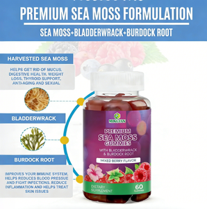 Gomitas de Musgo Irlandés, Alga Marina y Raíz de Bardana OEM/ODM, Suplemento Herbal para la Inmunidad, Digestión y Gestión de Energía - Product Image 3