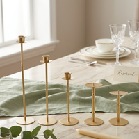 Porte-bougie minimaliste nordique en fer doré, multi-tailles, pour centre de table de mariage, décoration de table à manger à la maison