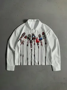 Custom Wholesale High Quality Breathable Vintage Romantic <b>Red</b> Rose Lip Graphic Print <b>Mens</b> Casual Long Sleeve <b>Shirt</b> - Product Image 2