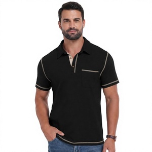 Chemises polo à manches courtes pour hommes avec logo OEM personnalisé, chemise de golf classique à col avec poche, été, 95% coton, 5% élasthanne - Product Image 2