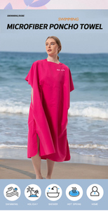 Poncho de surf en microfibre fourni par l'usine, serviette de plage <span class=keywords><strong>à</strong></span> séchage rapide avec capuche, serviette de piscine recyclée, peignoir de change doux - Product Image 2