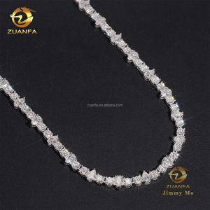 Nieuw ontwerp unieke elegante stijl klauwsetting 4mm omgekeerde 925 massief zilver rhodium plated VVS <span class=keywords><strong>Moissanite</strong></span> peer tennis ketting - Product Image 4