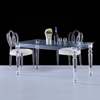 Table à manger moderne en acrylique transparent, 8 places, table de mariage pour la maison, la cuisine, les banquets et les fêtes