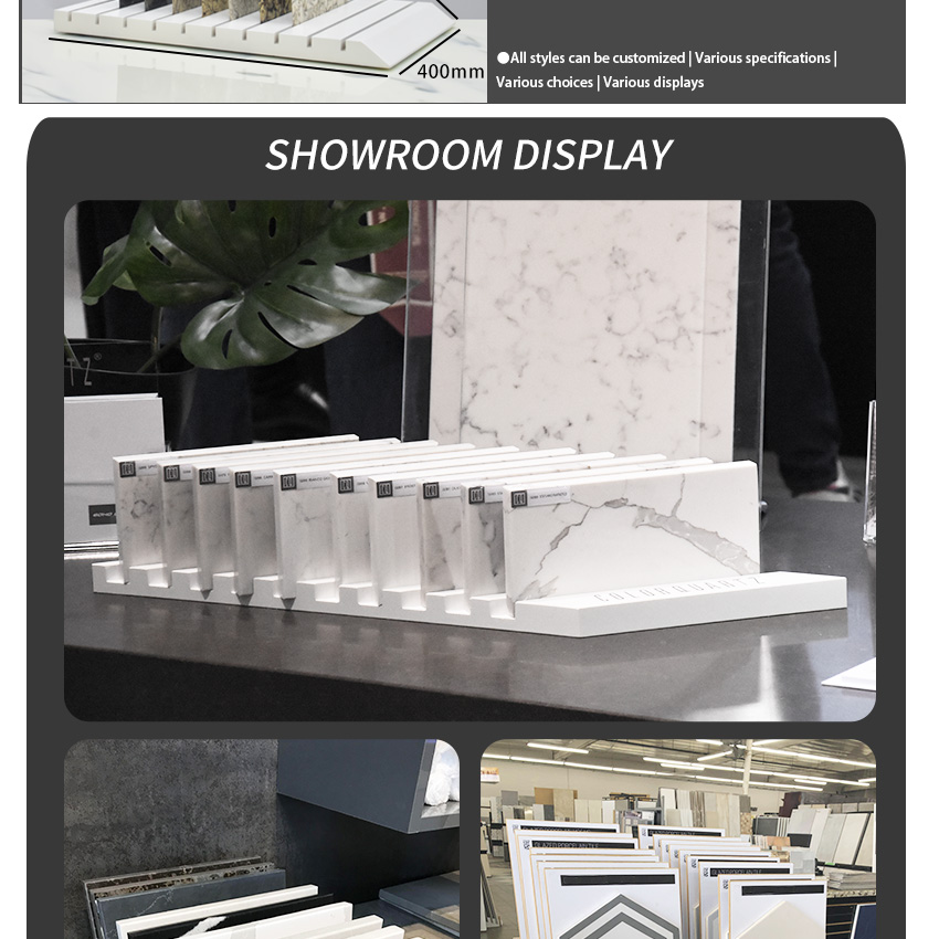 Wholesale Wooden Tabletop Marble Display Stand Mdf Ceramic Tile Stone Desk Stand Countertop Quartz Sample Table Rack