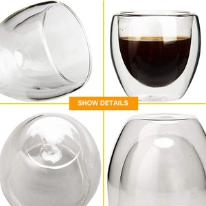 Tasses et tasses à café à cappuccino de 250ml en <span class=keywords><strong>verre</strong></span> transparent à double paroi fait à la main de 8oz, isolées et réutilisables, écologiques et bon marché - Product Image 5