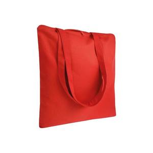 Bolsa de Mano de Algodón Roja, 220g, Forma Cuadrada, Asas Largas, Cierre de Cremallera, Uso Casual y Promocional - Product Image 1