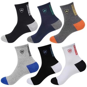 Men's Athletic Socks Mid-Calf Polyester Cotton Breathable Casual Daily Wear Solid Color Mixed Colors Sport Shield Design - Product Image 4