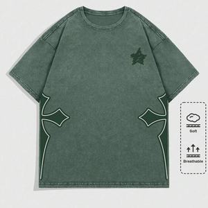 Camiseta de Hombre al por Mayor, 100% Algodón Orgánico, Tejida, con Diseño Gráfico Personalizado, Corte Holgado, Ecológica, con Estampado Serigrafiado, Cuello Redondo - Product Image 1