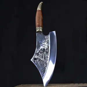 세계에서 가장 많이 팔리는 Longquan 주방 칼 드래곤 패턴 조각 요리 도마 및 절단 이중 목적 칼