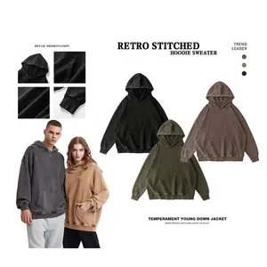 Trending Products Sweatshirt Manufacturer Men's Custom Logo HoodiesJacket Us Made Hoodie Men Vintage Washed Hoodie