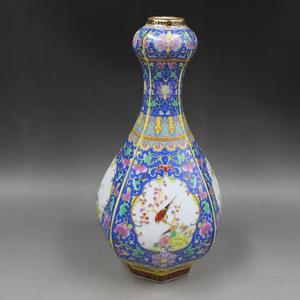 Qing <span class=keywords><strong>Yong</strong></span> Zheng แจกันเซรามิกโบราณ,แจกันโบราณเคลือบสีฟ้าทรงหกเหลี่ยมลายครามคอลเลกชันโบราณ - Product Image 2